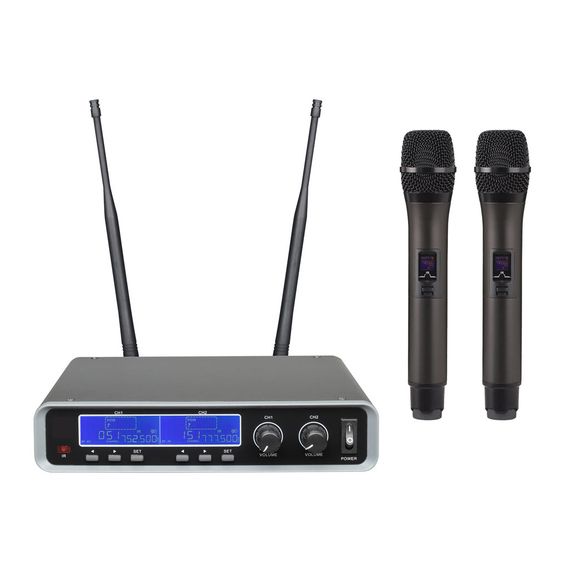 BG IU-208 Радиосистема вокальная, UHF 500-980MHz, PPL 2000 переключаемых частот, Led дисплей, 2 микрофона