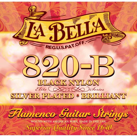 LA BELLA 820B Струны для классической гитары " Flamenco", черный нейлон, 3,4,5,6 - с серебряной обмо