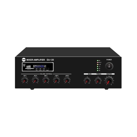 CMX AUDIO EA-120 Микшер усилитель 120ватт, встроенный Mp3 плеер USB и SD , FM тюнер, 3 Mic, 2 Aux, 70V/100V/4-16ohm