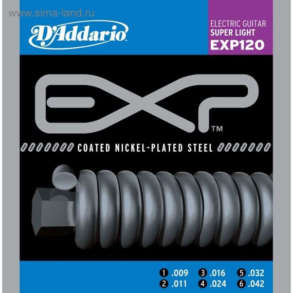 D'ADDARIO EXP120 COATED NICKEL Super Light 9-42,Струны для электрогитары
