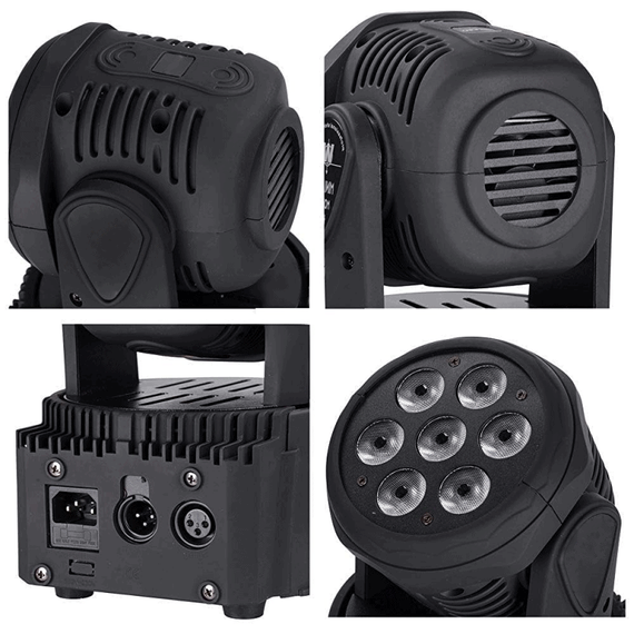 LED STAR M005C Прожектор с движущимся корпусом Wash, 7 модулей RGBWA+UV 15Вт, 10/15 каналов DMX512, изображение 2