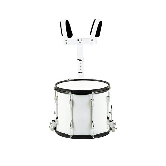 AP PERCUSSION MP-1412 Маршевый барабан малый 14"х12" белый, черная фурнитура с держателем, палочки.