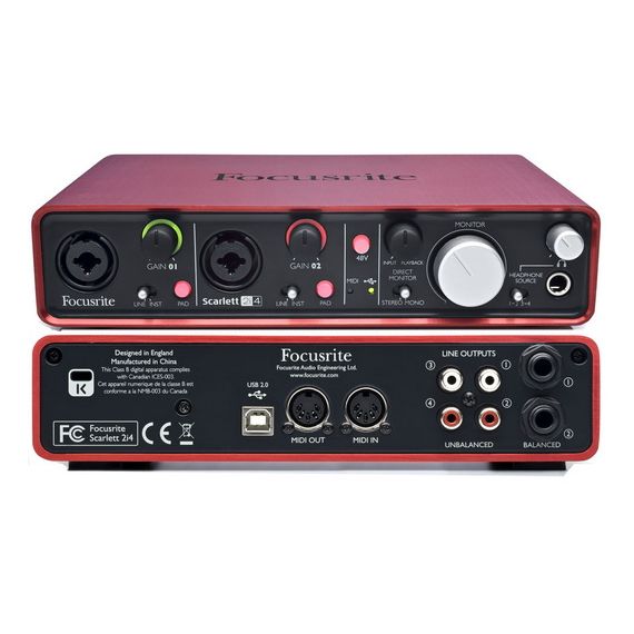 FOCUSRITE Scarlett 2i4 USB интерфейс с 2 входами, 4 выходами и питанием по USB для Macintosh и Windows