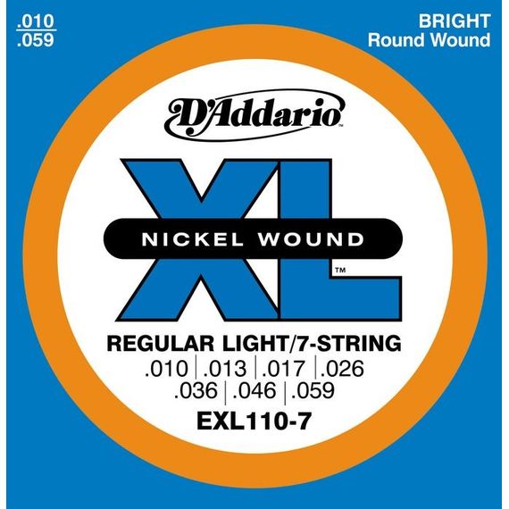 D'ADDARIO EXL110-7 Набор 7 струн для гитары электро никель 010-056
