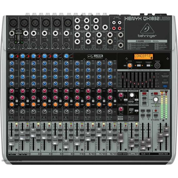 BEHRINGER XENYX QX1832USB-EU Пульт микшерный универсальный малошумящий премиум-класса (6 моновходов,