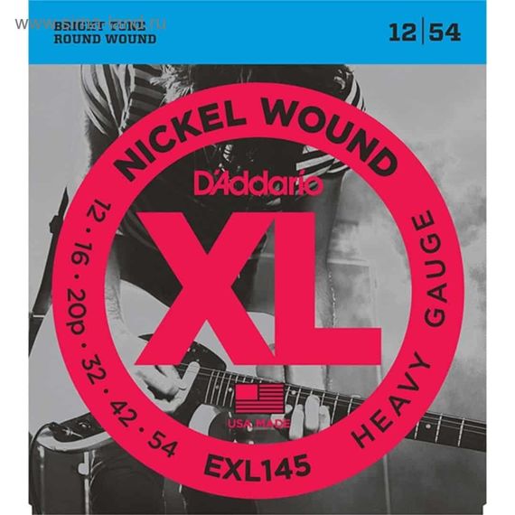 D'ADDARIO EXL145 XL NICKEL WOUND  Heavy 12-54 Набор 6 струн для гитары электро никель