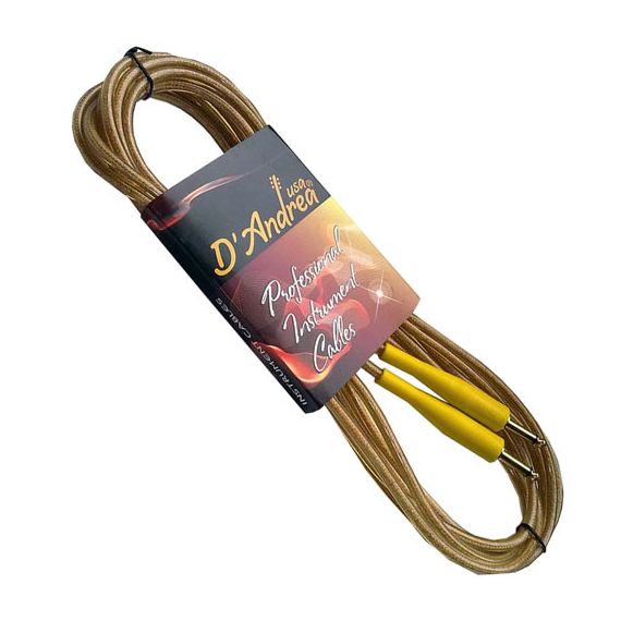 D'ANDREA CLMC-10 шнур инструментальный Jack-Jask, 3 м, в оплетке, джеки - металл, желтая, резина