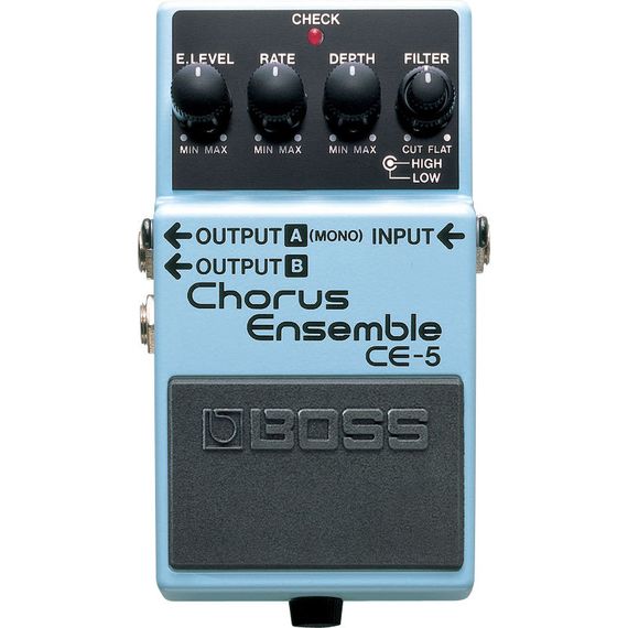 BOSS CE-5 педаль гитарная Сhorus. Регуляторы E.Level, Rate, Depth и Filter.