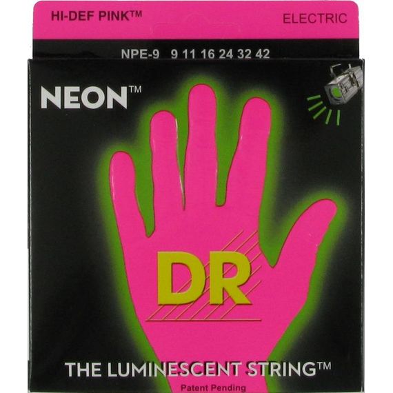 DR NPE-9 НАБОР СТРУН для гитары Электрик, Светящиеся Neon-Pink 009-042