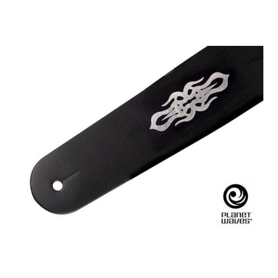 PLANET WAVES 25L-TRBB Ремень для гитары кожаный с логотипом, черный, TRIBAL BAND