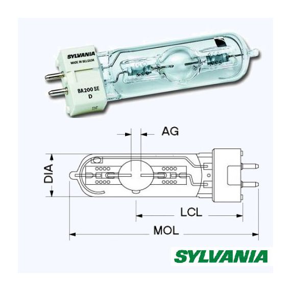 SYLVANIA 7220169; Лампа газоразрядная BA 250 SE D