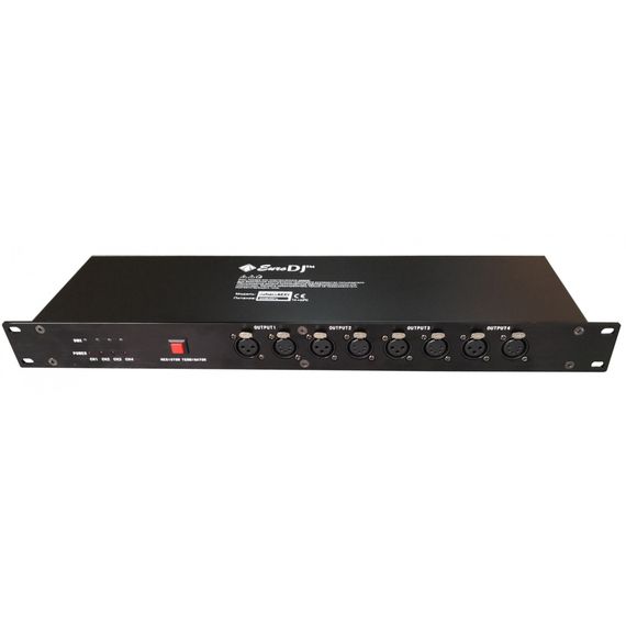 EURO DJ Splitter 1-4 Распределительный усилитель.Вход XLR (мама) Сквозной выход XLR (папа) Изолированные выходы XLR (папа) Габариты Высота 44.5 мм Ширина 483 мм Длина 140 мм Вес 1.9 кг