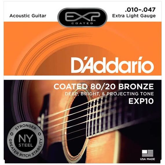 D'ADDARIO EXP10 Набор 6 струн для гитары акустик бронза 010-047