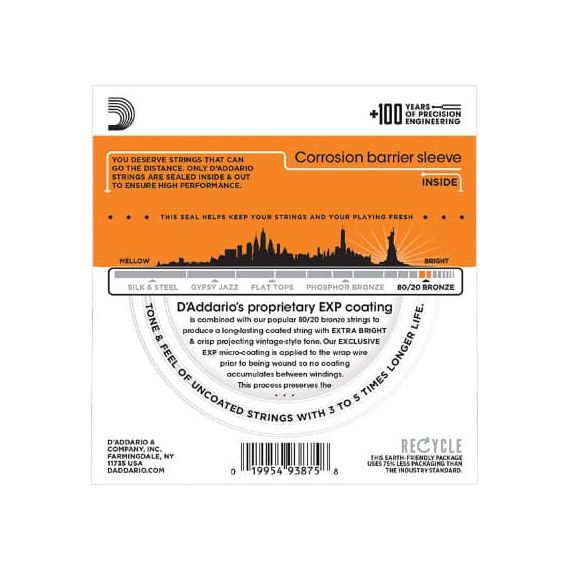 D'ADDARIO EXP10 Набор 6 струн для гитары акустик бронза 010-047, изображение 2