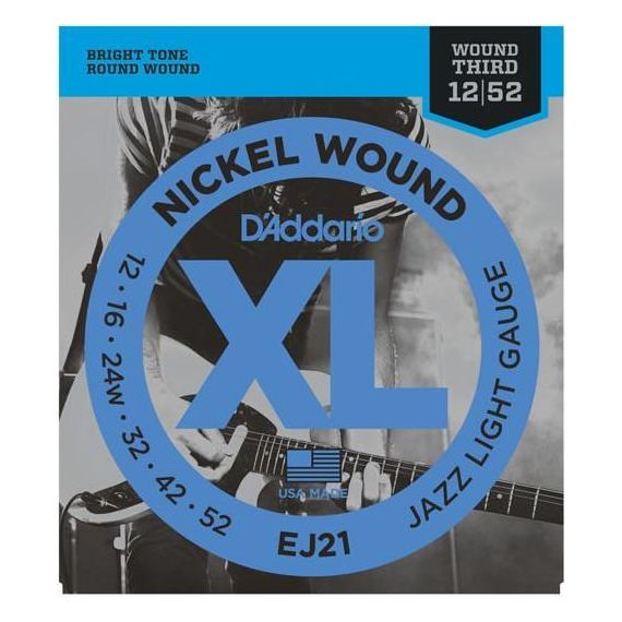 EJ21 XL NICKEL WOUND Струны для электро-гитары Jazz Light 12-52 D`Addario