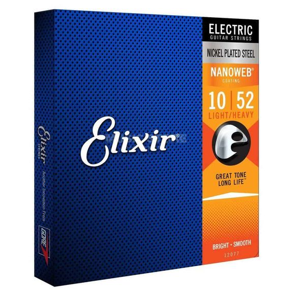 ELIXIR 12077 струны для электрогитары Anti Rust NanoWeb Light Heavy (010-013-017-032-042-052),