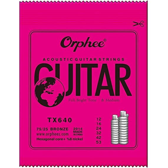ORPHEE TX640 Струны для акустической гитары, 75/25 Bronze, 12-53