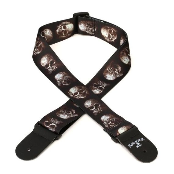 PLANET WAVES 50AL01 Ремень для гитары, плетеный, серия Alchemy Gothic™ ,  Muted Skulls