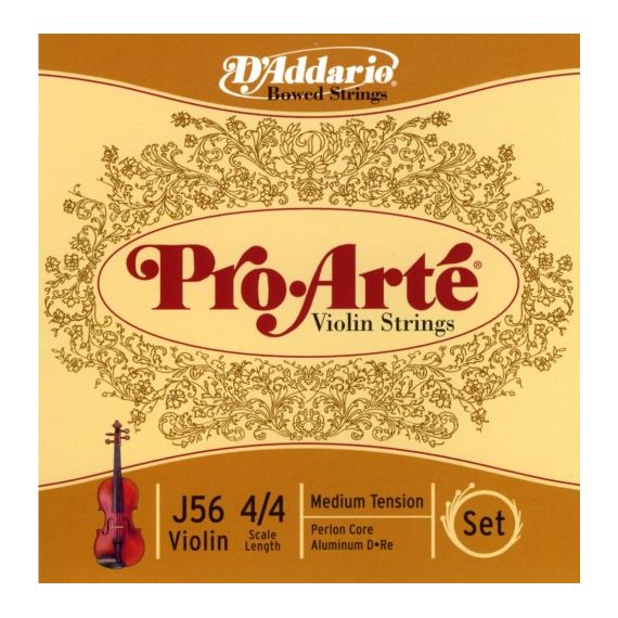 D'ADDARIO J56 Набор 4 струн для Скрипки нейлон Витые PRO ARTE. витые. Сердечник Нейлон мультиволоконо