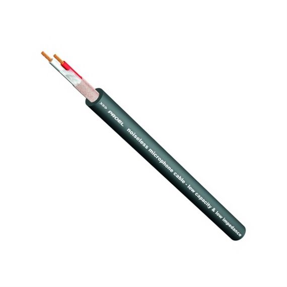 PROEL HPC210BK Микрофонный кабель 2*0,22мм2, медный экран, О6.5мм; цвет: черный PRIT