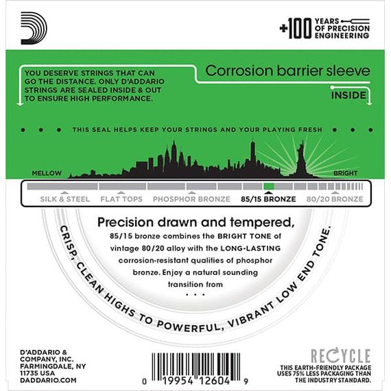 EZ890 AMERICAN BRONZE 85/15 Струны для акустической гитары Super Light 9-45 D`Addario EZ890