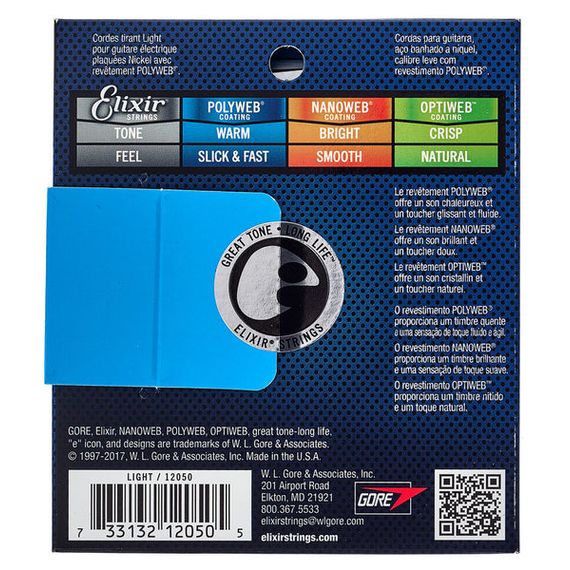 ELIXIR 12050 PolyWeb Light Струны для электрогитары  никелированная сталь.