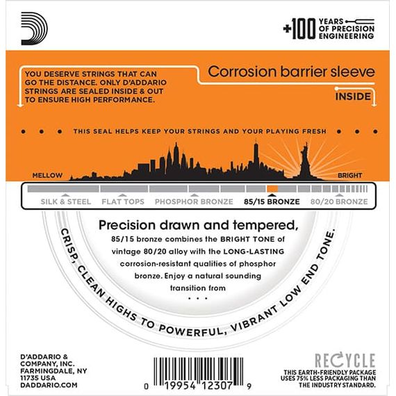 EZ900 AMERICAN BRONZE 85/15 Струны для акустической гитары Extra Light 10-50 D`Addario EZ900