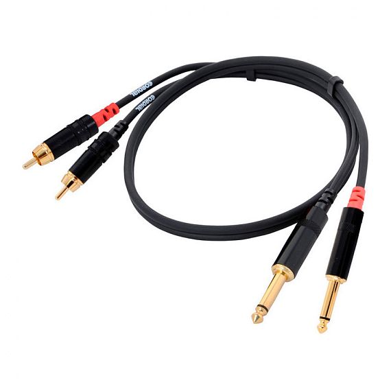 CORDIAL CFU 1.5 PC кабель сдвоенный RCA—джек моно 6.3мм male, 1.5м, черный