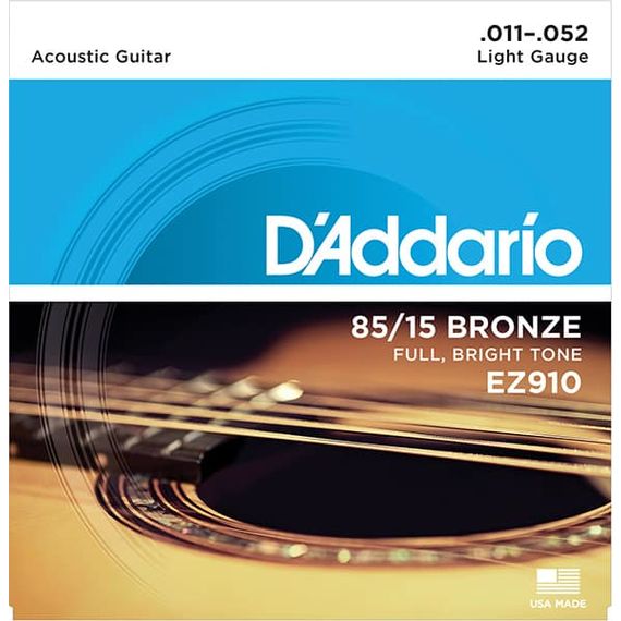 EZ910 AMERICAN BRONZE 85/15 Струны для акустической гитары Light 11-52 D`Addario EZ910