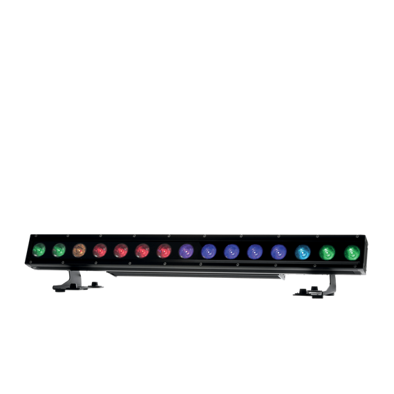 ROBE CycBar 15X™ легкий статичный метровый прибор со степенью защиты IP65, состоящий из 15 равномерно расположенных светодиодов RGBW мультичип нового поколения яркость которых на 30% выше, обладающий смешением цветов с разрешением 18-bit