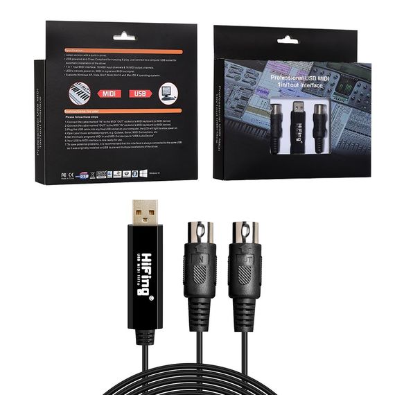 HIFING USB IN-OUT MIDI кабель 5 Pin DIN новый высококачественный адаптер преобразователь позволяющий подключить PC/MAC к оборудованию с MIDI