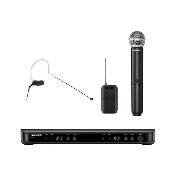 SHURE BLX1288E/MX53 M17 двухканальная радиосистема с ручным и ушным микрофонами: SM58 и MX153, 662-6