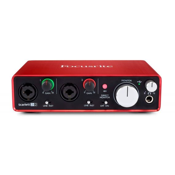 FOCUSRITE Scarlett 2i2 USB интерфейс (24/96, 2 входа/2 выхода, выход на наушники), ПО Ableton Live L