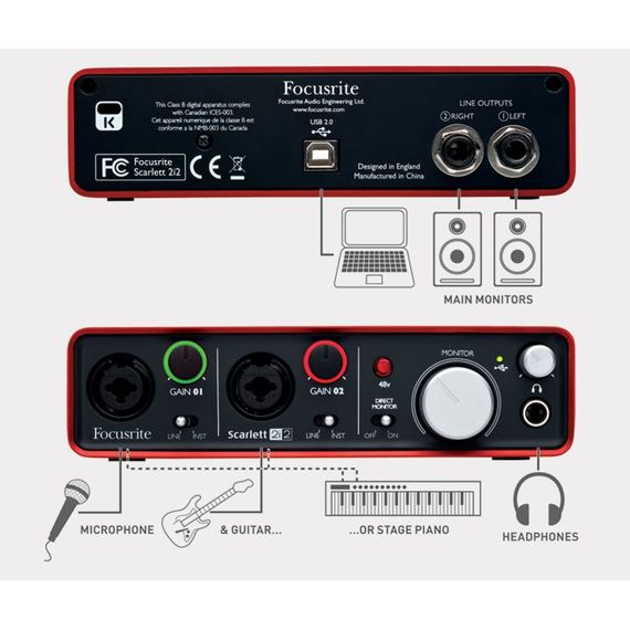 FOCUSRITE Scarlett 2i2 USB интерфейс (24/96, 2 входа/2 выхода, выход на наушники), ПО Ableton Live L, изображение 2