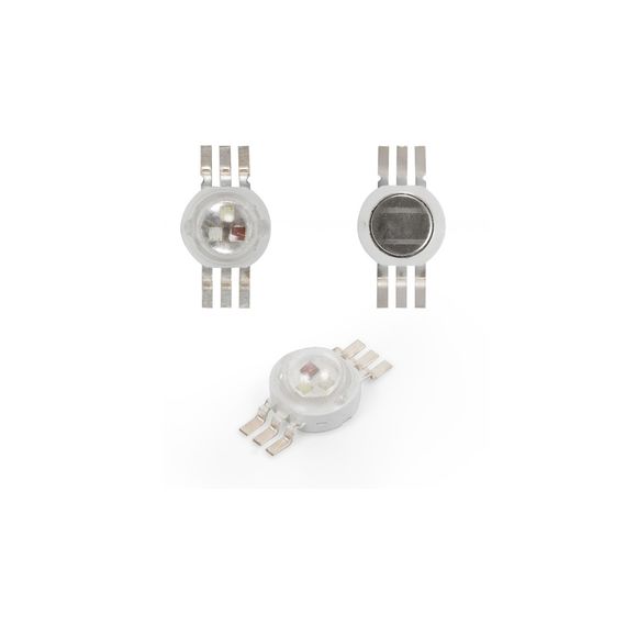 STOREMUSIC 00008054 Светодиод 3W RGB,Красный (620-635 Нм, 35 Лм), Зеленый (520-535 НМ, 80 Лм) и Синий (460-470 Нм, 25 Лм), ток 350 мА на один цвет, раздельные выводы на каждый цвет.