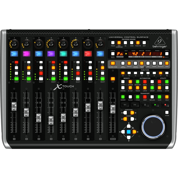 BEHRINGER X-TOUCH - компактный Ethernet/USB/MIDI- контроллер DAW, 9 моториз.фейдеров 100 мм, 8LCD