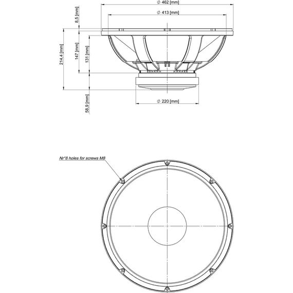 EIGHTEEN SOUND 18LW2400/4 18" динамик с расширенным НЧ, 4 Ом, 1200 Вт AES, 98dB, 31...2500 Гц