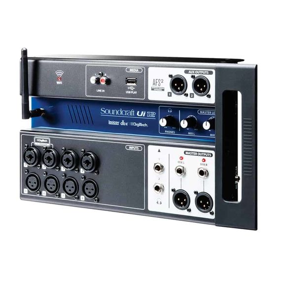 SOUNDCRAFT Ui-12 рэковый микшер, 4 comboXLR входы mic/line, 4 XLR входы mic