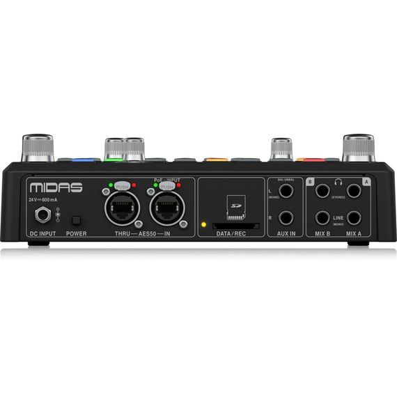 MIDAS DP48 мониторный микшер персональный, 48 каналов, 2 микса, 2 выхода на наушн, AES50 In/Thru, SD-карта, встр. микрофон окружения