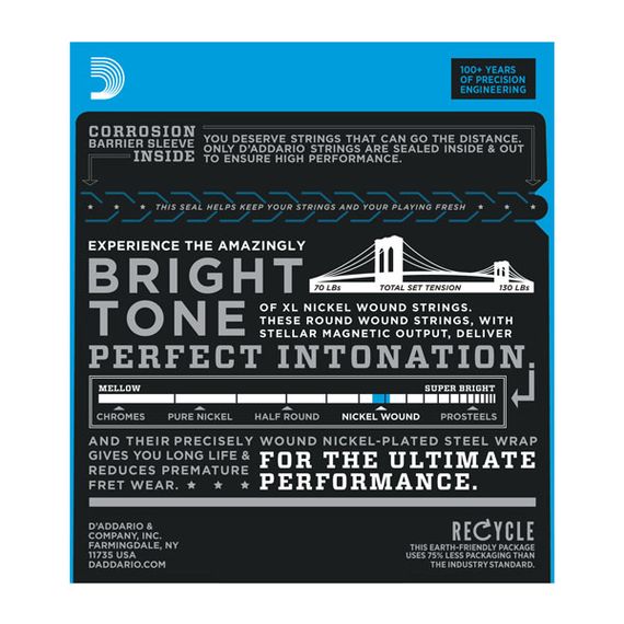 D'ADDARIO ESXL125 Steinberger Комплект струн для электрогитары, Super Light Top/Reg Bott, 9-46