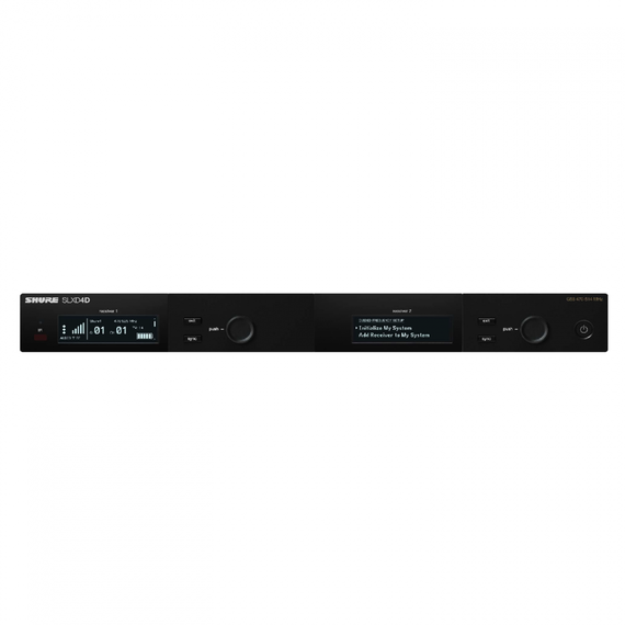 SHURE SLXD4DE H56 цифровой беспроводной двухканальный приемник 470-638 МГц, съемные антенны, крепление в рек. Черный