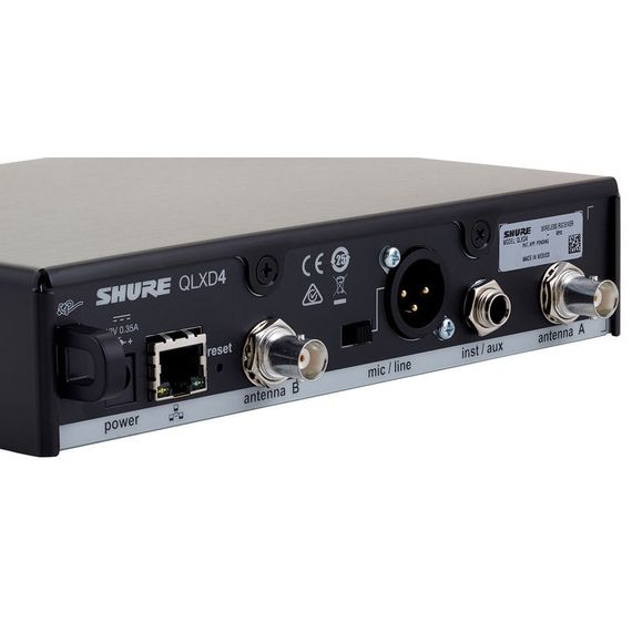 QLXD24E/KSM9-G51 цифровая радиосистема с ручным микрофоном KSM9, конденсаторным с двойной диафрагмой, переключаемая диаграмма направленности, 470-534 МГц. Черный