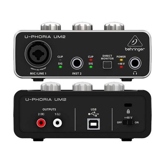 BEHRINGER UM2 Интерфейс USB внешний, 2 входа/2 выхода, микрофонные предусилители Xenyx