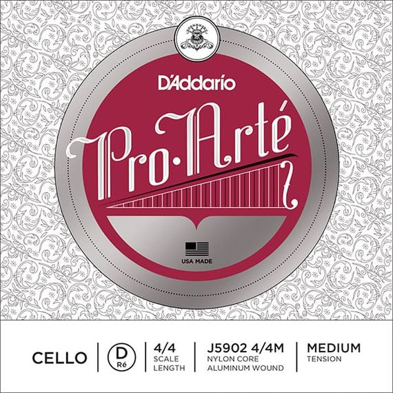 D'ADDARIO J5902-4/4M Pro-Arte Отдельная струна D/Ре для виолончели размером 4/4, среднее натяжение