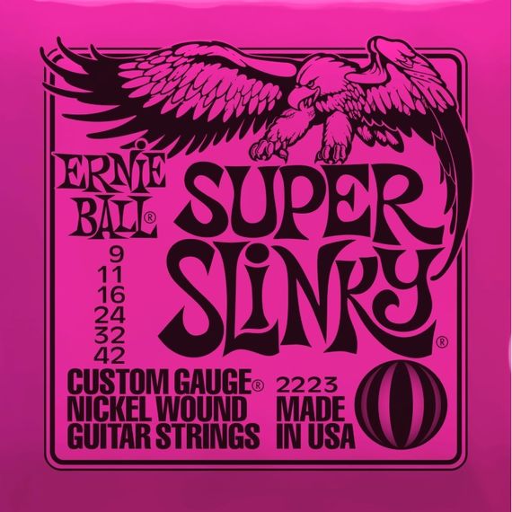 ERNIE BALL 2223 струны для электрогитары серии Nickel Wound Super Slinky (9-11-16-24w-32-42)