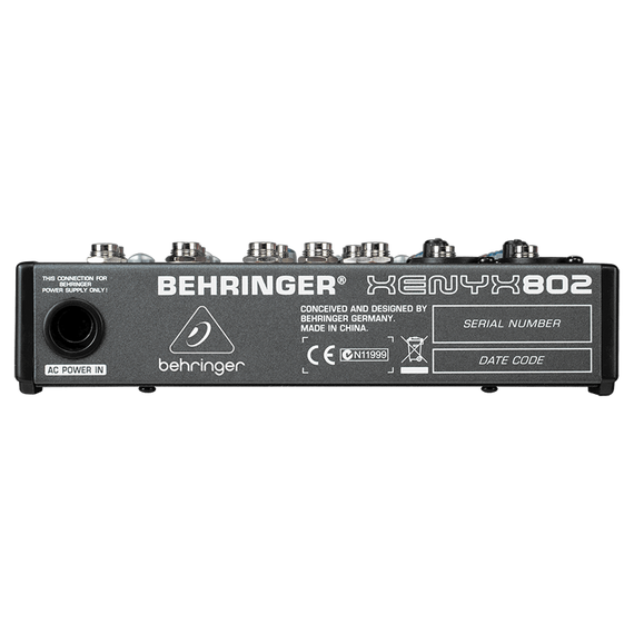 BEHRINGER XENYX 802-EU Микшерный пульт,аналоговый  6 каналов, 2 мик. + 2 лин. cтерео + 1 AUX RET, 1 AUX, Main L/R- Jack