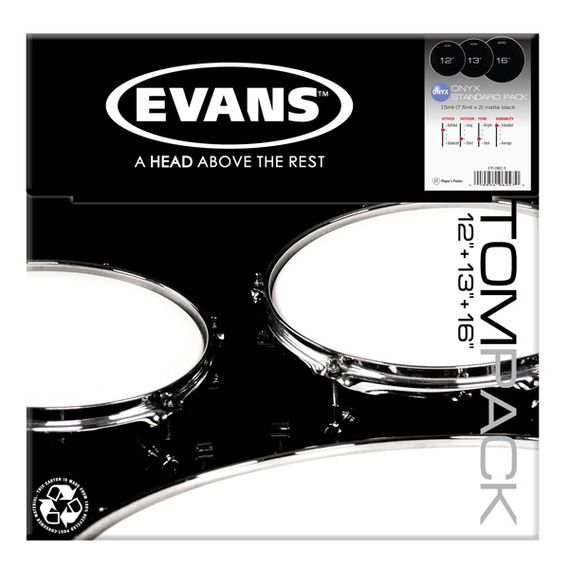 EVANS ETP-ONX2-S Набор пластиков для том-томов, 12", 13", 16", серия Onyx, двухслойные, чёрные, изображение 2