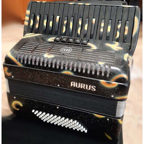 AURUS JH8002-A Аккордеон 34/72/5/2, черный, черные клавиши, с футляром