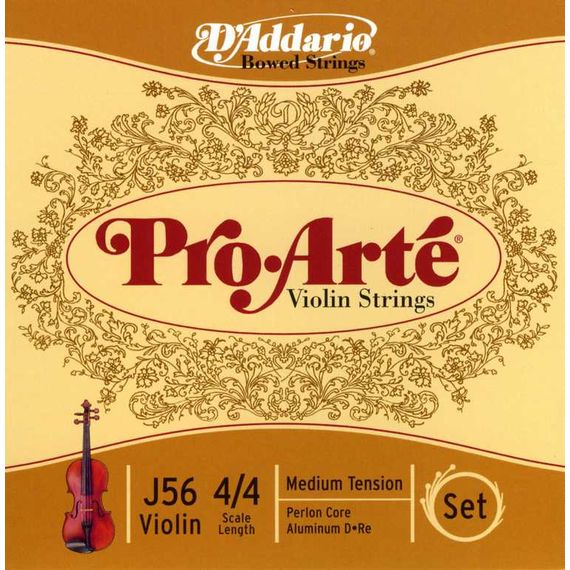 D'ADDARIO J56 Набор 4 струн для Скрипки нейлон Витые PRO ARTE. витые. Сердечник Нейлон мультиволоконо