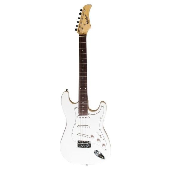 ROCKET ST-01 WH 39" Электрогитара тип корпуса – Stratocaster, корпус – липа, гриф – клён. 22 лада, накладка на гриф – палисандр, звукосниматели – 3 сингла, регулировки - 1 громкость, 2 тона, 5-ти позиционный переключатель звукоснимателей, цвет - белый